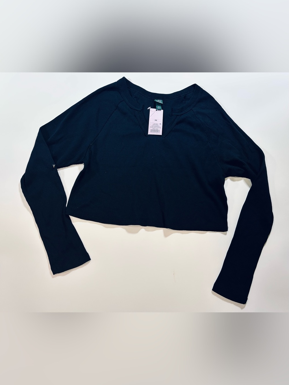 wild fable Black Ribbed Long Sleeve Cropped Top